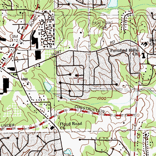 Topographic Map of Sanders Cemetery, GA