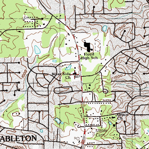 Topographic Map of West Side Church, GA