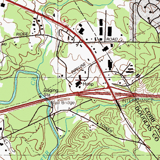 Topographic Map of Parkway Regional Hospital, GA