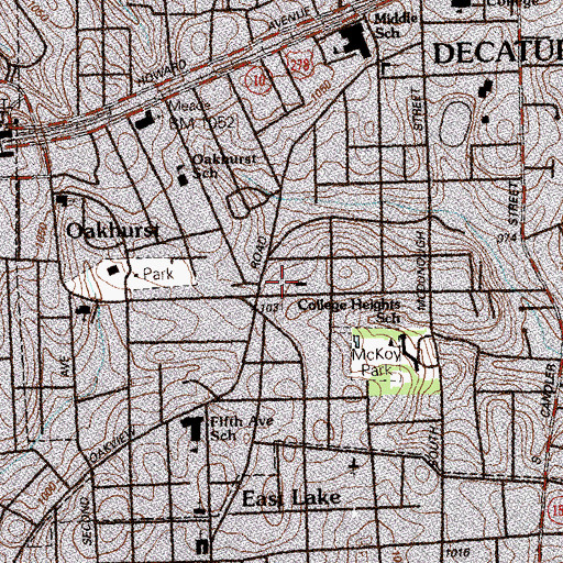 Topographic Map of Community Center of South Decatur, GA