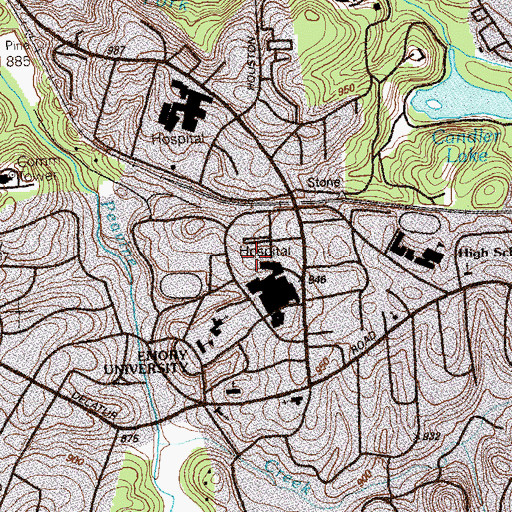 Topographic Map of R Howard Dobbs University Center, GA
