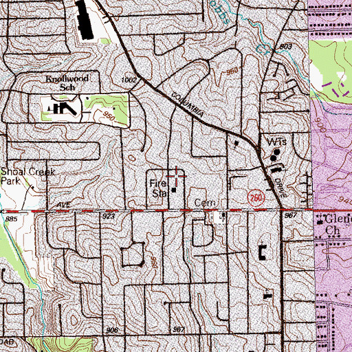 Topographic Map of Derril Park, GA