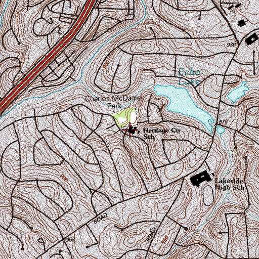 Topographic Map of Heritage Center, GA