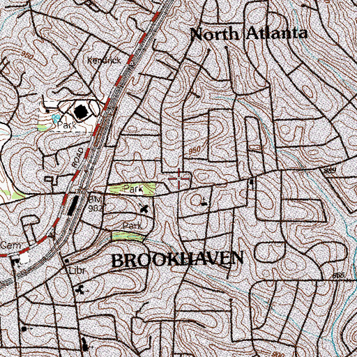 Topographic Map of North DeKalb Health Center, GA