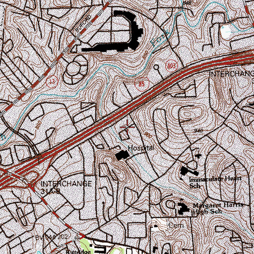 Topographic Map of Parkway-Peachtree Mental Health Center, GA