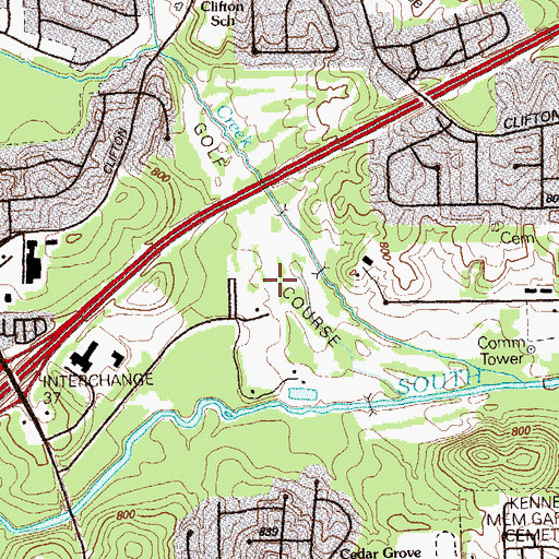 Topographic Map of Sugar Creek Golf Course, GA