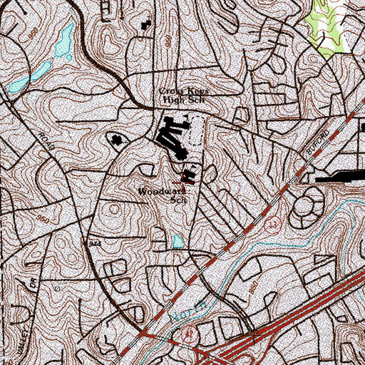Topographic Map of Woodward Elementary School, GA