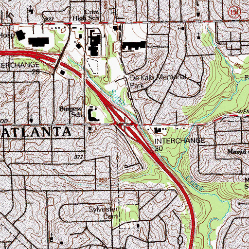 Topographic Map of Exit 30, GA