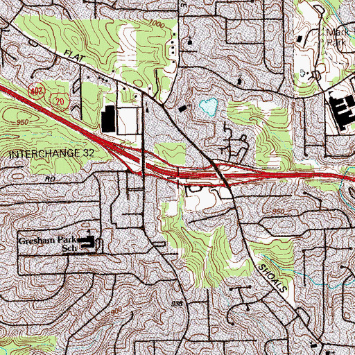 Topographic Map of Exit 32, GA