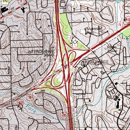 Topographic Map of Interchange 30, GA