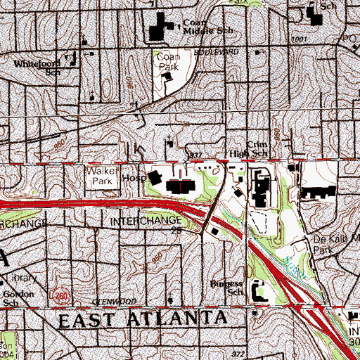 Topographic Map of Atlantic Shopping Center, GA