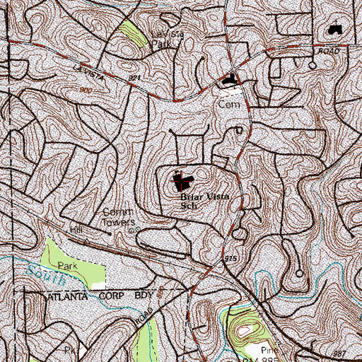 Topographic Map of Briar Vista Elementary School, GA