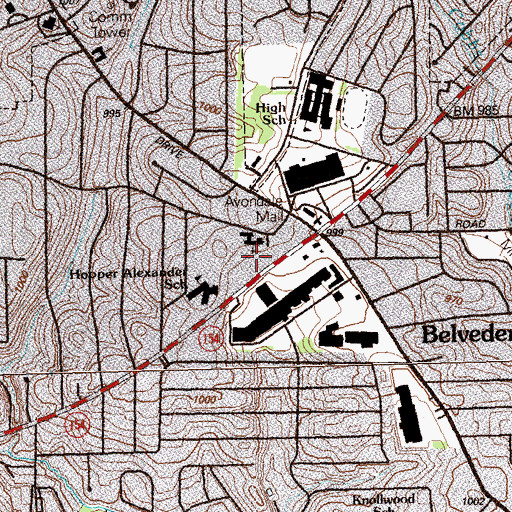 Topographic Map of Columbia Shopping Center, GA