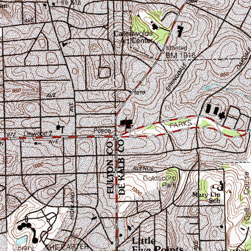 Topographic Map of Druid Hills United Methodist Church, GA