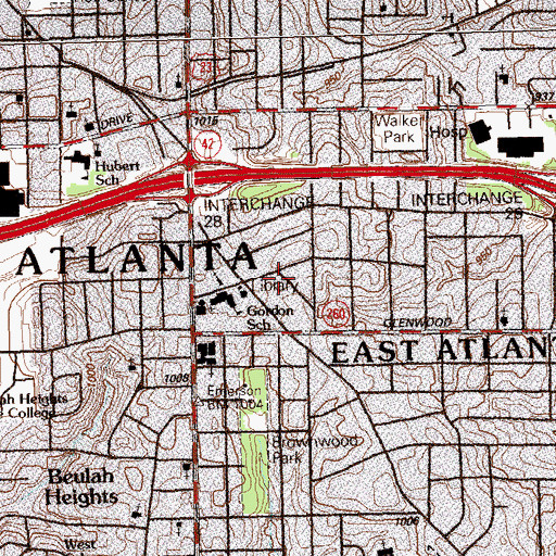 Topographic Map of East Atlanta Post Office, GA