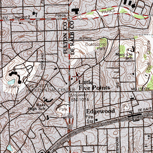 Topographic Map of Euclid Avenue Baptist Church, GA
