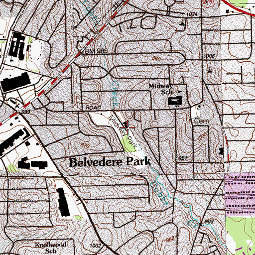 Topographic Map of Midway Park, GA