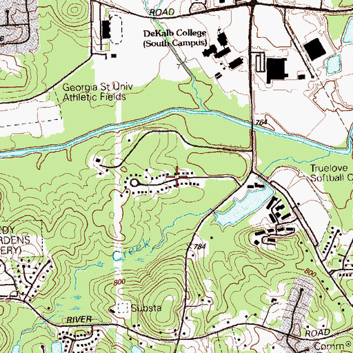 Topographic Map of Rovena Acres, GA