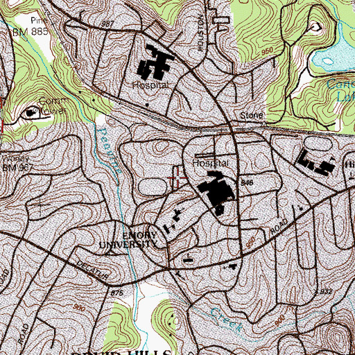 Topographic Map of Dobbs Hall, GA