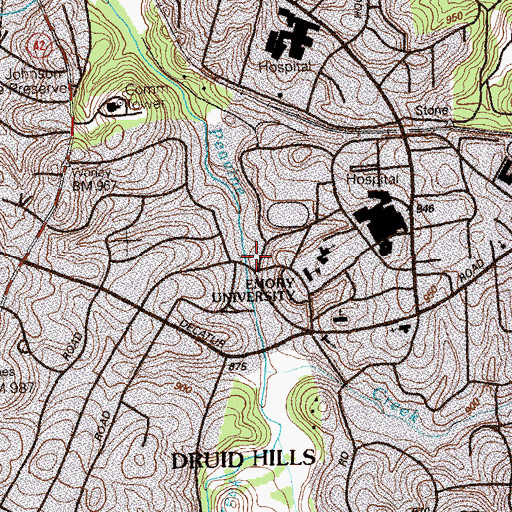 Topographic Map of Gilbert Hall, GA
