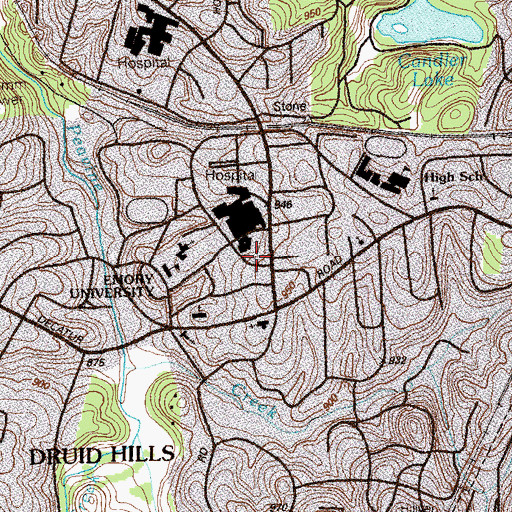 Topographic Map of Hopkins Hall, GA