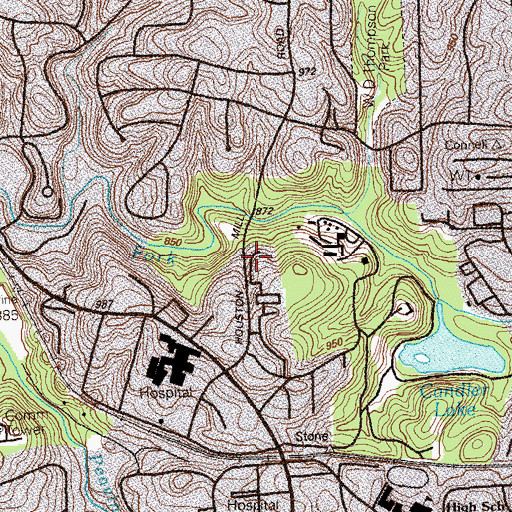 Topographic Map of Houston Mill House, GA
