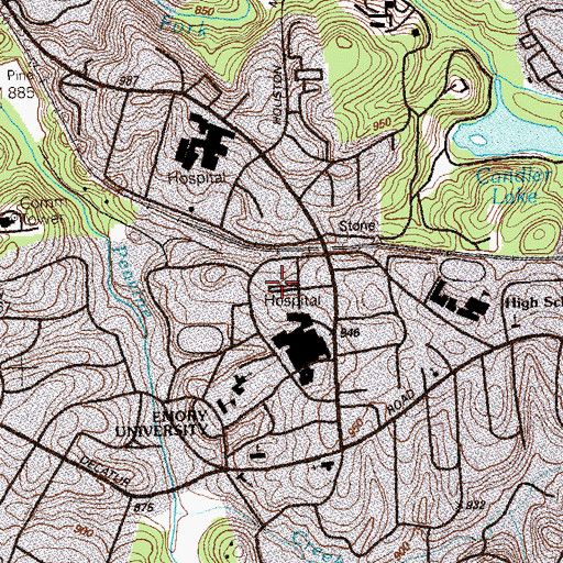 Topographic Map of Longstreet Hall, GA