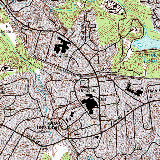 Topographic Map of Trimble Hall, GA