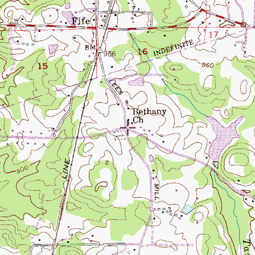 Topographic Map of Bethany, GA