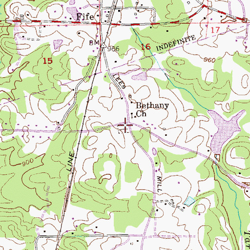 Topographic Map of Bethany Cemetery, GA