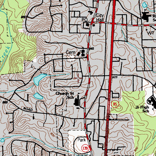 Topographic Map of Cedar Hill Estates, GA