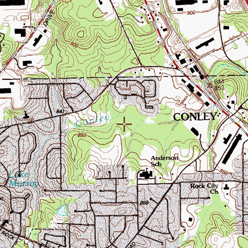 Topographic Map of Conley Park, GA