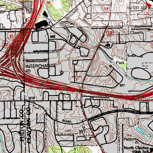 Topographic Map of Lakeview Heights, GA