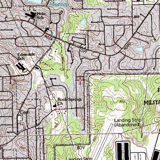 Topographic Map of Millrun, GA