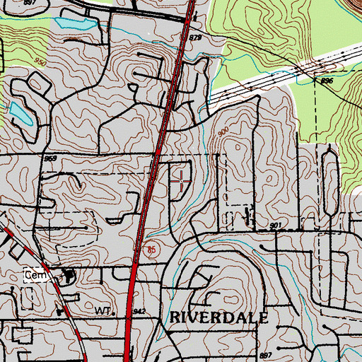 Topographic Map of Oak Village, GA