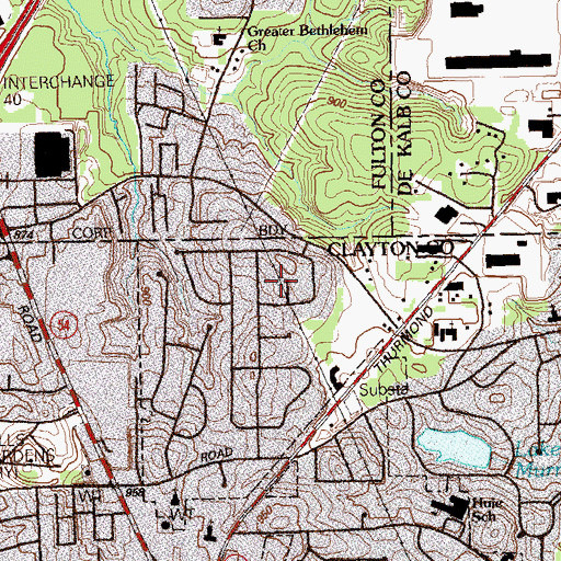 Topographic Map of Pinecrest Hills, GA