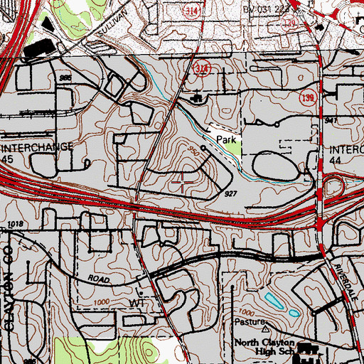 Topographic Map of Pleasant Valley, GA