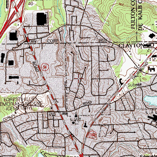 Topographic Map of Sweetbriar, GA
