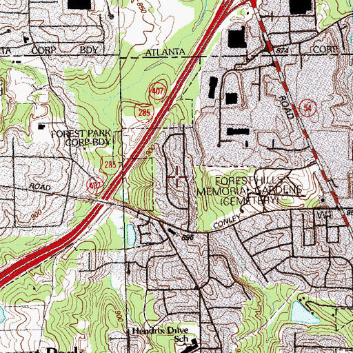 Topographic Map of Tara Heights, GA