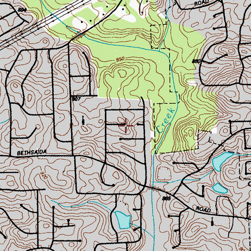 Topographic Map of Willow Creek Estates, GA