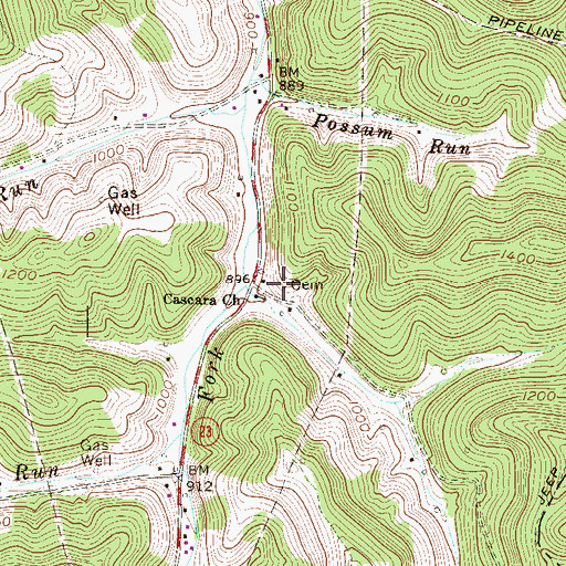 Topographic Map of Cascara Cemetery, WV