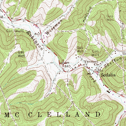 Topographic Map of Sedalia Cemetery, WV