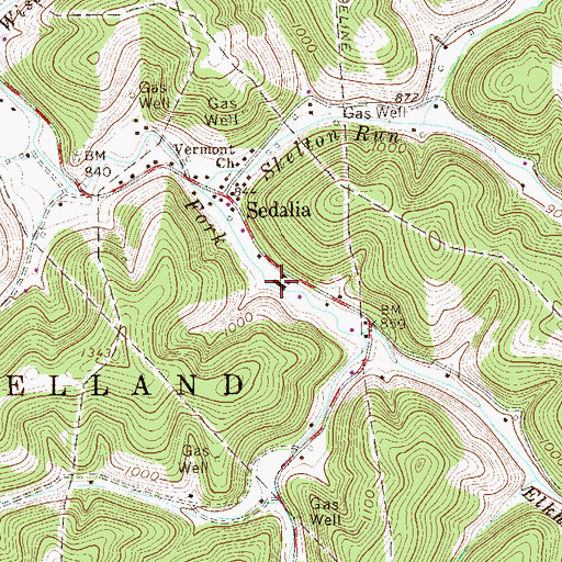 Topographic Map of Sedalia Elementary School (historical), WV