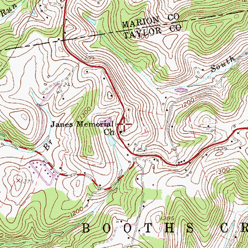 Topographic Map of Janes Memorial Cemetery, WV