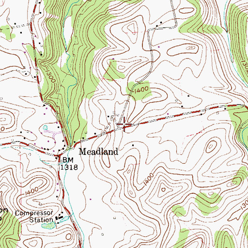 Topographic Map of Meadland School (historical), WV