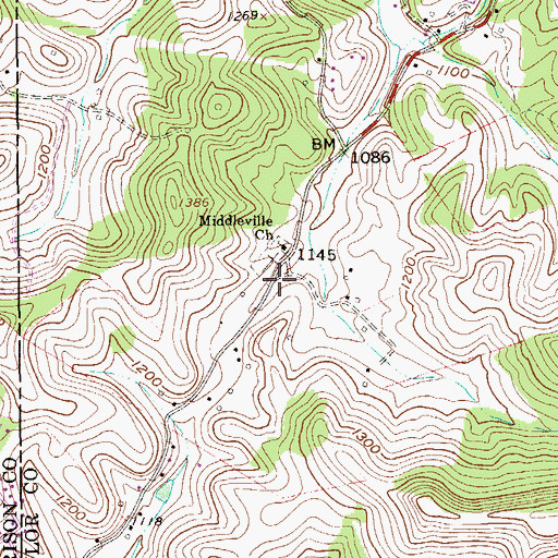 Topographic Map of Middleville School (historical), WV