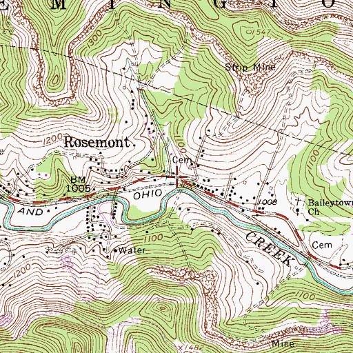 Topographic Map of Rosemont Post Office, WV
