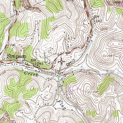 Topographic Map of Simpson High School (historical), WV