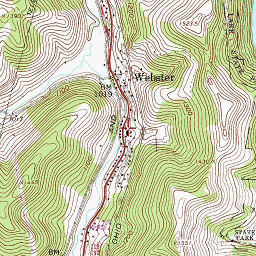 Topographic Map of Webster Baptist Church, WV