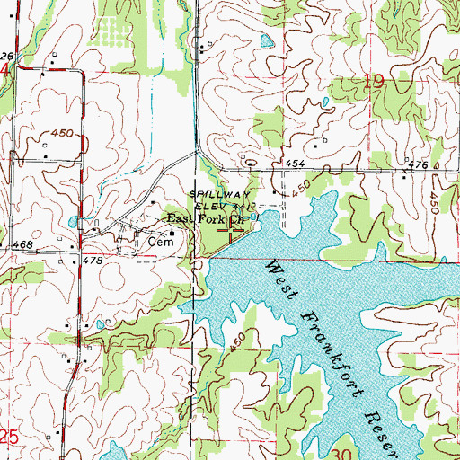 Topographic Map of Old City Lake Dam, IL